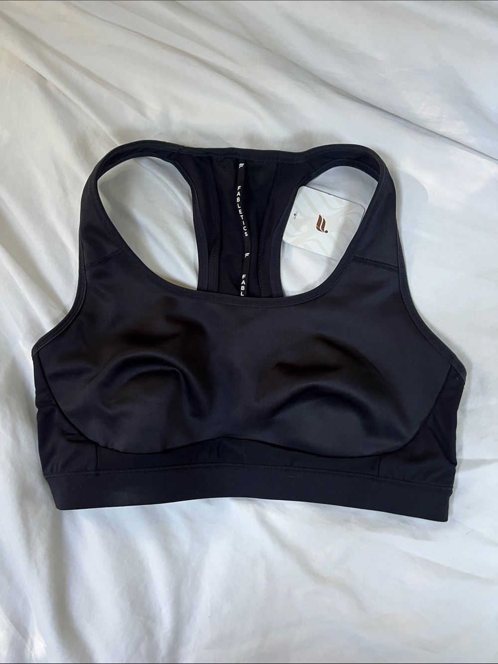 NEW Fabletics Black Racerback Sports Bra Medium Support Padded NWT